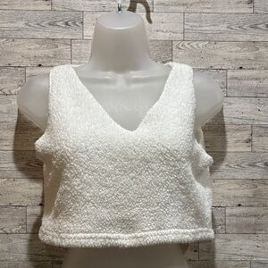 Source Unknown Fuzzy White Tank Top